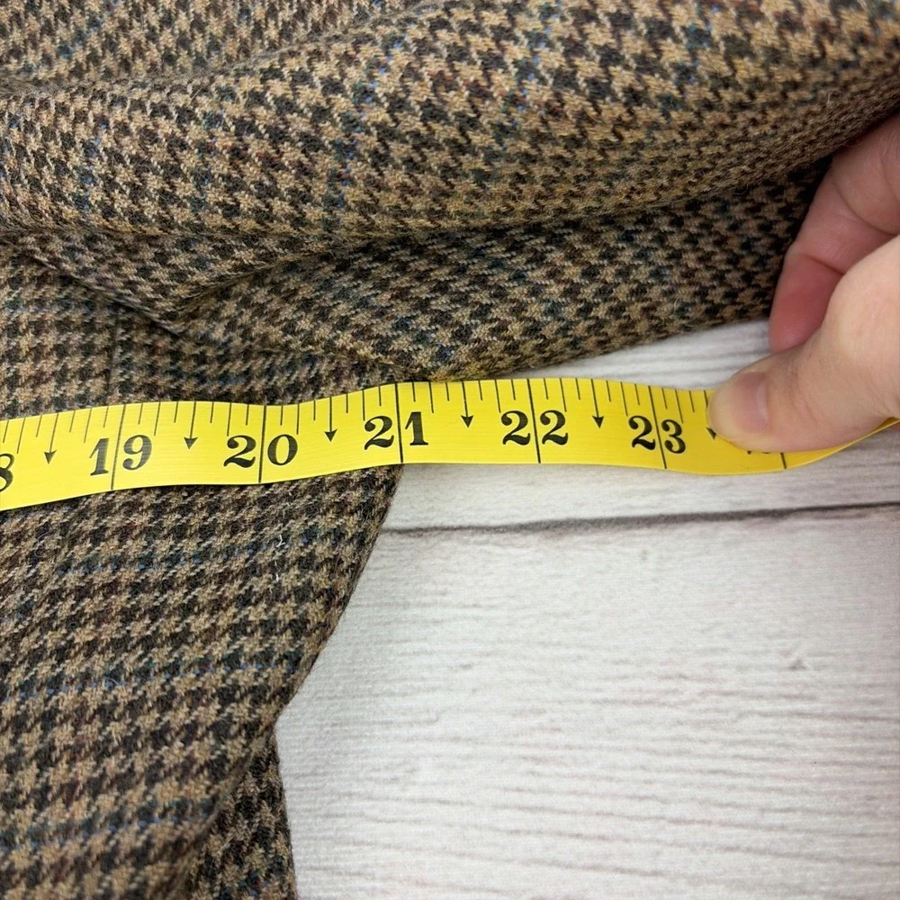 Tommy Hilfiger Men's 42R Brown Houndstooth Wool Blazer Coat Heritage Academia